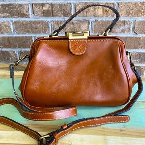 Patricia Nash Gracchi Frame Leather Satchel Crossbody Handbag